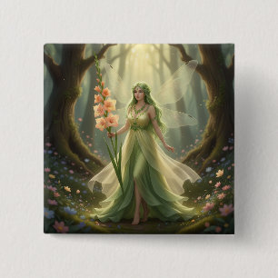Badge Carré 5 Cm Belle Août Peridot Fairy