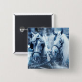 Badge Carré 5 Cm Belle équipe Cheval Hiver Conduite photo (Devant & derrière)