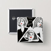 Badge Carré 5 Cm belle fille (Devant & derrière)