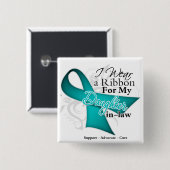 Badge Carré 5 Cm Belle-fille - Sensibilisation Turquoise au ruban (Devant & derrière)
