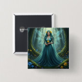 Badge Carré 5 Cm Belle Mars Aquamarine Fée (Devant & derrière)