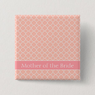 Badge Carré 5 Cm Belle Mère Blanche et Rose de la Mariée