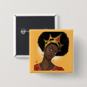 Badge Carré 5 Cm Belle Reine noire (Devant & derrière)