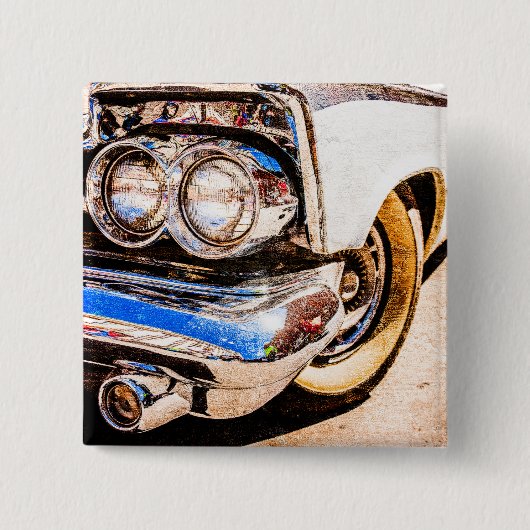 Badge Carré 5 Cm Belle voiture classique (Devant)