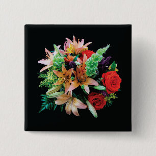 Badge Carré 5 Cm Belles Fleurs Jeter Oreiller