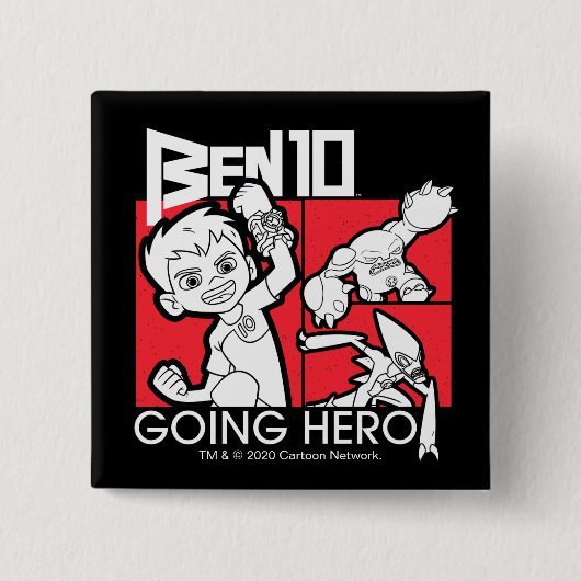 Badge Carré 5 Cm Ben 10 Going Hero (Devant)