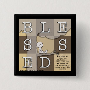 Badge Carré 5 Cm Béni par l'abondance de la beauté