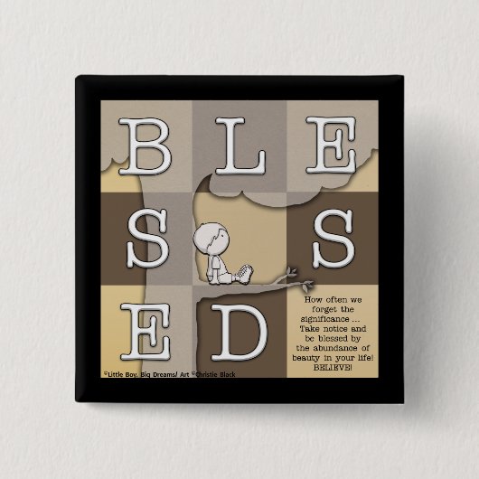 Badge Carré 5 Cm Béni par l'abondance de la beauté (Devant)