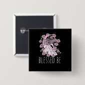 Badge Carré 5 Cm Béni Soit (Devant & derrière)