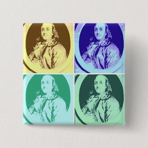 Badge Carré 5 Cm Benjamin Franklin