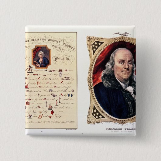 Badge Carré 5 Cm Benjamin Franklin 1847 (Devant)