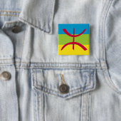 Badge Carré 5 Cm Berbères berbères Kabyle Amazigh Drapeau insigne  (En situation)