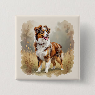 Badge Carré 5 Cm Berger Australien Red Merle