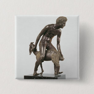 Badge Carré 5 Cm Berger trayant une chèvre