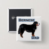 Badge Carré 5 Cm Bernese Papa 4 - Bouton (Devant & derrière)