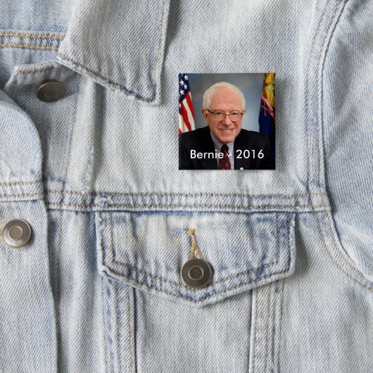Badge Carré 5 Cm Bernie 2016 (En situation)