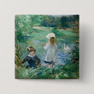 Badge Carré 5 Cm Berthe Morisot - Au bord du lac / Beside a Lake