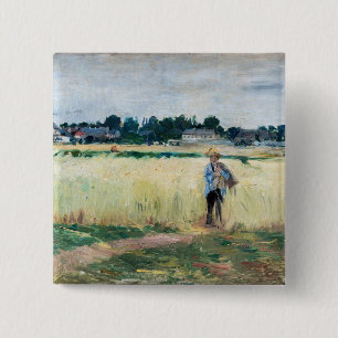 Badge Carré 5 Cm Berthe Morisot - Dans le champ de blé à Gennevilli