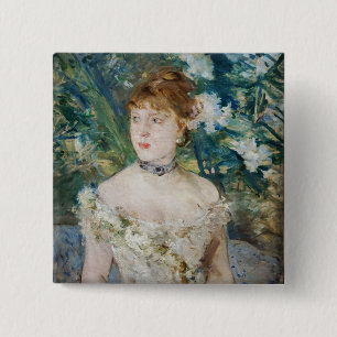 Badge Carré 5 Cm Berthe Morisot - Jeune Fille en Robe de Bal