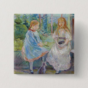 Badge Carré 5 Cm Berthe Morisot - Jeunes Filles à la fenêtre