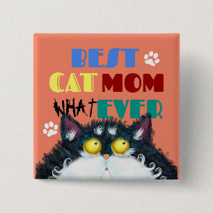 Badge Carré 5 Cm Best Cat Mom Ever grumpy cat drôle de texte dessin