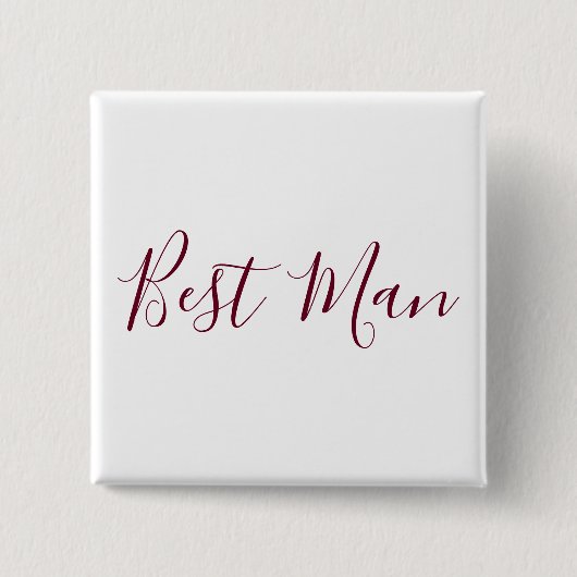 Badge Carré 5 Cm Best Man Burgundy et White (Devant)