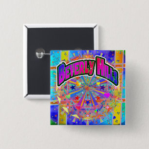 Badge Carré 5 Cm Beverly Hills Bouton Unité cosmique