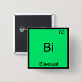 Badge Carré 5 Cm Bi - Symbole de l'élément de chimie bisexuel Funny (Devant & derrière)