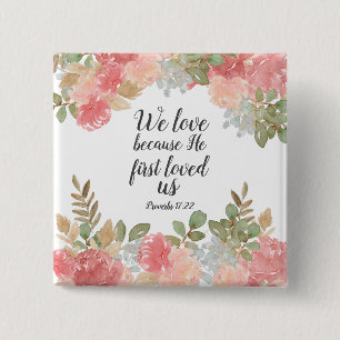 Badge Carré 5 Cm Bible florale moderne 1 Jean 4:19