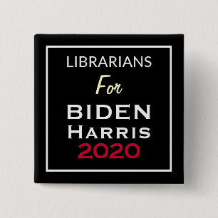 Badge Carré 5 Cm Bibliothécaire de BIDEN HARRIS Black Red White Ca