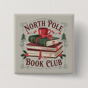Badge Carré 5 Cm Bibliothécaire du Club de Lecture du Pôle Nord Liv
