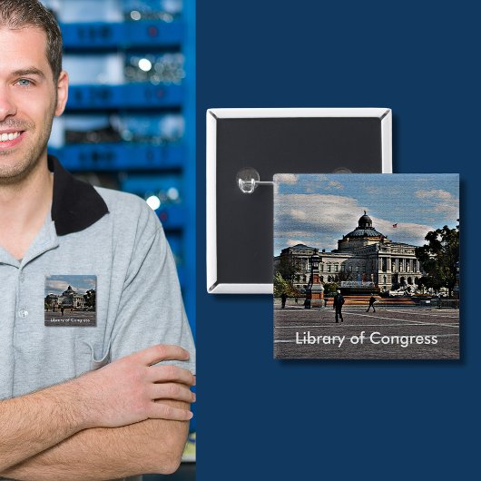 Badge Carré 5 Cm Bibliothèque du Congrès en Motif mosaïque