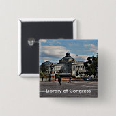 Badge Carré 5 Cm Bibliothèque du Congrès en Motif mosaïque (Devant & derrière)