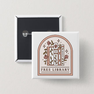 Badge Carré 5 Cm Bibliothèque gratuite étagère florale esthétique l