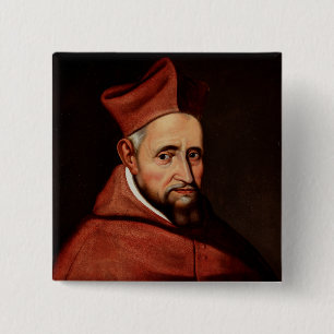Badge Carré 5 Cm Bibliothèque romaine Saint-Robert Bellarmin Art