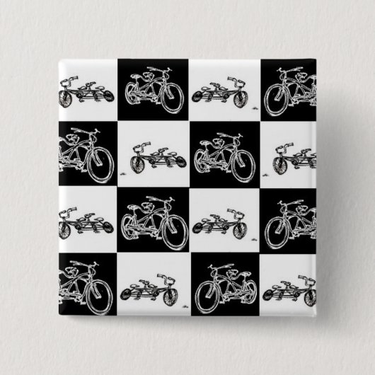 Badge Carré 5 Cm bicyclettes de damier (Devant)