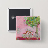 Badge Carré 5 Cm Bicyclettes roses (Devant & derrière)