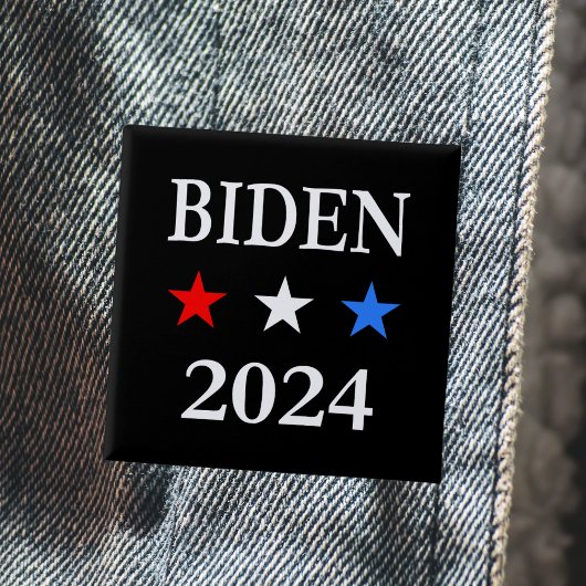Badge Carré 5 Cm Biden 2024 Le président américain trois étoiles pa