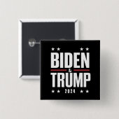 Badge Carré 5 Cm Biden Trump 2024 Drôle Président VP (Devant & derrière)