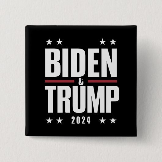 Badge Carré 5 Cm Biden Trump 2024 Drôle Président VP (Devant)