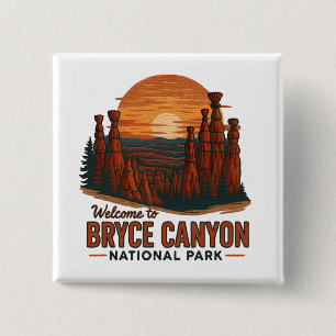 Badge Carré 5 Cm Bienvenue à Embrodery Bryce Canyon National USA
