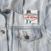 Badge Carré 5 Cm Bienvenue à Las Vegas (En situation)