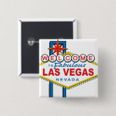 Badge Carré 5 Cm Bienvenue à Las Vegas (Devant & derrière)