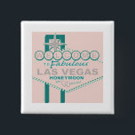 Badge Carré 5 Cm Bienvenue sur Fabulous Las Vegas Honeymoon<br><div class="desc">Design de l'enseigne de bienvenue Retro Las Vegas</div>