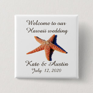 Badge Carré 5 Cm Bienvenue sur le bouton mariage