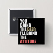 Badge Carré 5 Cm Bière, attitude (Devant & derrière)