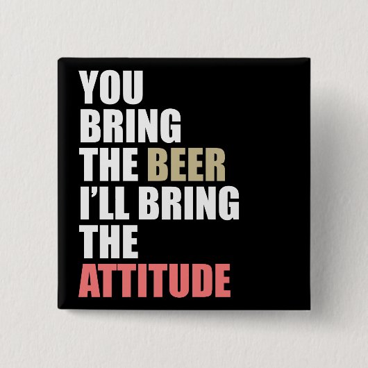Badge Carré 5 Cm Bière, attitude (Devant)