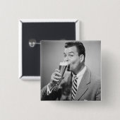 Badge Carré 5 Cm Bière potable d'homme d'affaires (Devant & derrière)