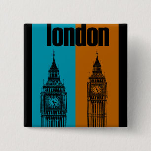 Badge Carré 5 Cm Big Ben à Londres