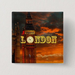 BADGE CARRÉ 5 CM BIG BEN LONDON